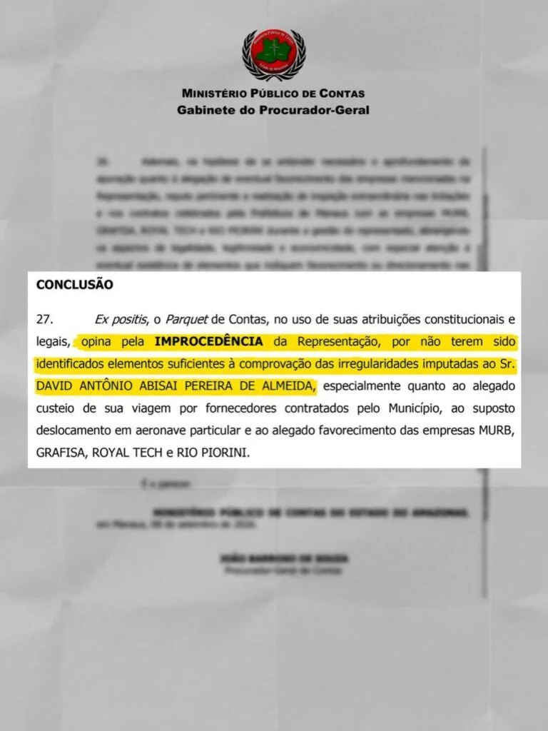 Ministério Público de Contas arquiva questionamentos sobre viagem de David